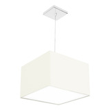 Lustre Cupula Pendente Dome Quadrado 30x20cm Bege