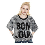 Camiseta Lentejuelas Baile Callejero Hip Hop Mujer Blusa Top