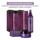 Kit Fidelite Caviar Shampoo + Acond + Masc + Protect Termico