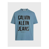 Playera Calvin Klein Estampado Hombre Azul