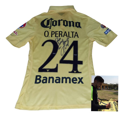 Jersey América Campeón 2014 Firmada Oribe Peralta Utilería 