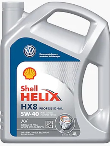 Aceite Shell Helix Hx8 Av 5w40 X 4 Lts. Sintetico Volkswagen