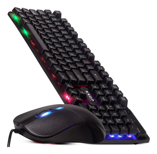 Kit De Teclado E Mouse Pc Gamer Usb Semi Mecânico Rgb Abnt2