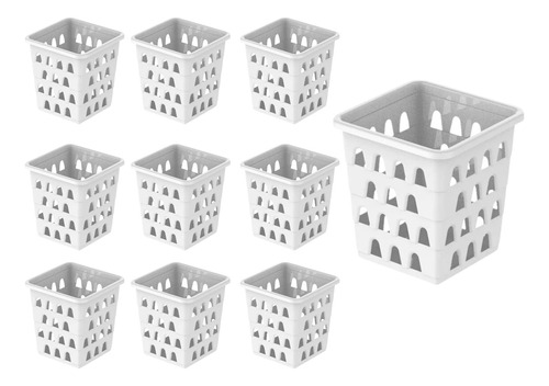 Kit 10 Cestos Organizadores Multiusos Branco 10,5x10,5x11cm