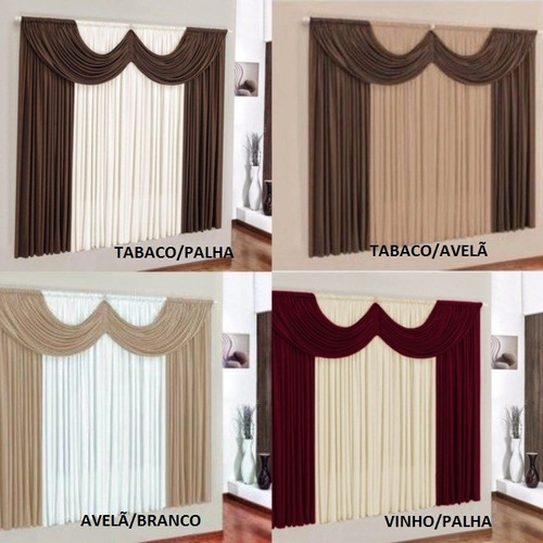 Kit 2 Cortinas Paris 2,00m X 1,70m P/ Sala Ou Quarto Atacado