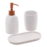 Kit Banheiro Lavabo De Cerâmica 3 Peças Branco Luxo