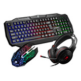 Combo Teclado Semi Mecânico Mouse Gamer Rgb Headset Jogos