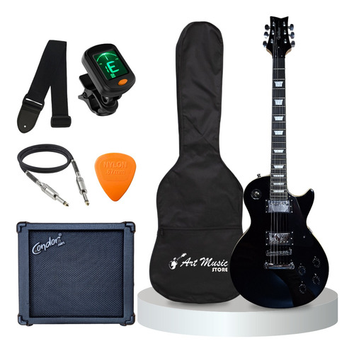 Kit Guitarra Les Paul Profissional + Capa + Amp + Acessórios