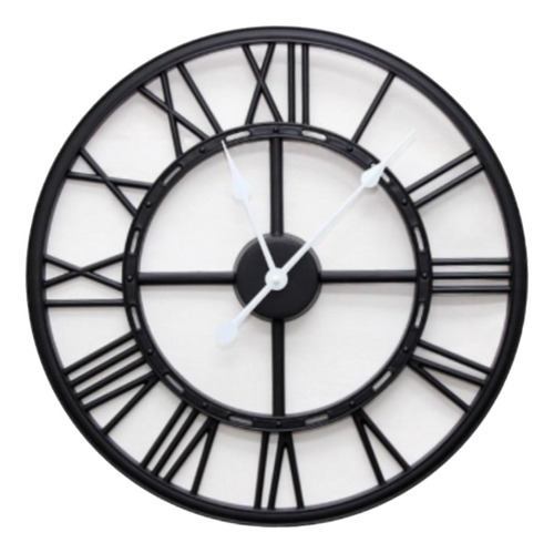 Reloj De Pared 50cm Diam Grande Numeros Romanos Silencioso