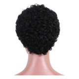 Peluca Negra De Cabello Humano Crespo Curto E Crespo Preto 8