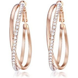 Women's Jewelry 18k Gold Plated Cz Diamond Hoop Pierced  Rsm