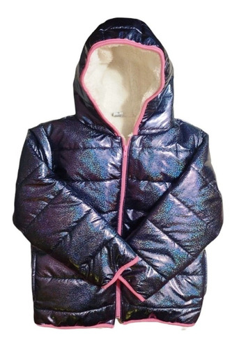 Campera Puffer Nena Con Abrigo Metalizada Chaqueta Hermosa