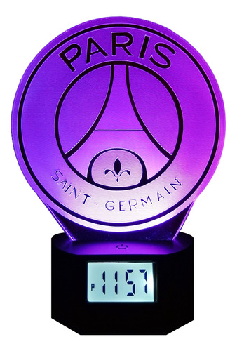 Lámpara Led Ilusión 3d Reloj Alarma Paris Saint-germain 