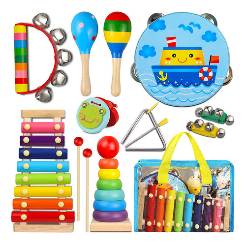 Conjunto De Instrumentos Musicales De Madera Niños Eda...