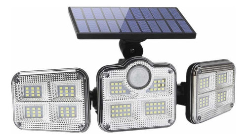 Foco Triple Cabezal Sensor De Movimientos Solar Con Control