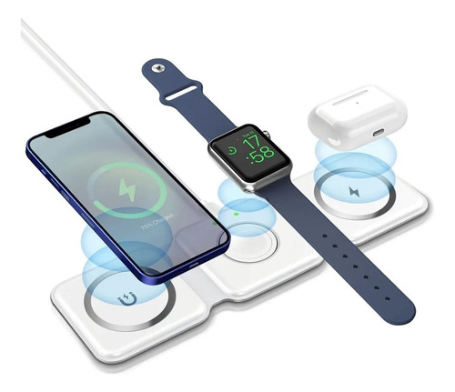 Cargador Inalámbrico 3 En 1 Para iPhone Smartphone Watch