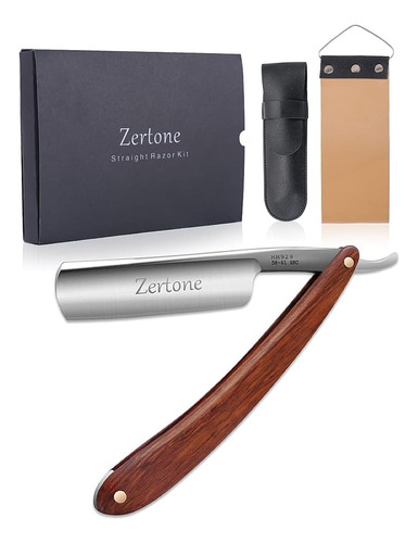 Zertone Barber Razor Kit Con Estropajo - Escala De Madera Na