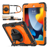 Funda Para iPad De 7 8 Y 9 Gen 10.2 In Naranja Con Negro