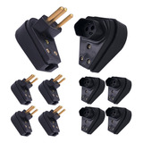 Kit 5 Plug Macho 20a 2p+t 90° + Tomada Femea P/ Cabo Gigante 110/220v