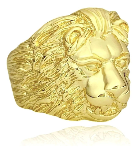 Dedeira Masculina Leão Dourado Banhado A Ouro 18k 