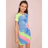 Vestido De Niña Tubo Con Estampado De Tye Dye Shein 