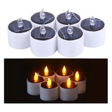 Pack 6 Velas Solares De Color De Amarillo Efecto Llama