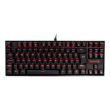 Teclado Gamer Redragon Kumara K552 Qwerty Outemu Blue Español Latinoamérica Color Negro Con Luz Roja