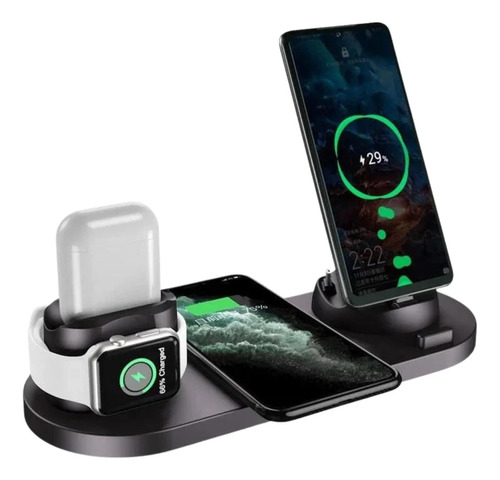 Base De Carregamento Indução 6 Em 1 Para iPhone Watch Airpod