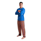 Pijama Adulto Longo Estampado Herói Super Homem Dc