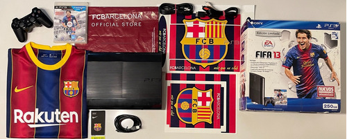 Playstation 3 Super Slim Fifa 13 Playera Y Skin Fc Barcelona