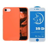 Combo Silicone Case Para iPhone 6g/6s + Vidrio 10d Premium