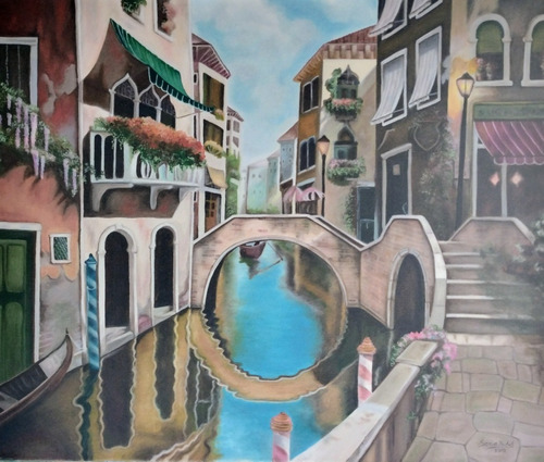 Cuadro Pintado Al Oleo  Venecia 