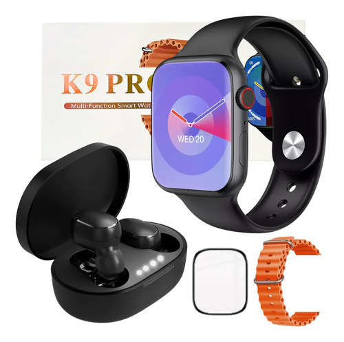 Kit Smart Watch K9 Pro Series 9 49 Mm Fone Bluetooth Brindes