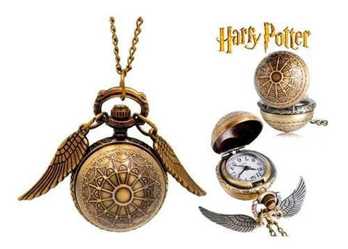 Colgante Reloj Snitch Harry Potter Dorado Opaco Bronce