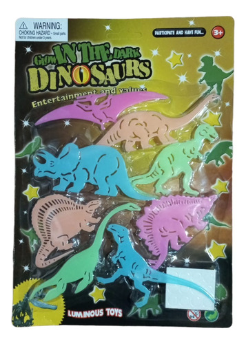 Dinosaurios Fluo Multicolor Brillan En La Oscuridad 