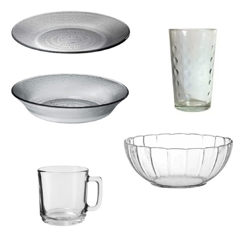 6 Platos Playos + 6hondos + 8 Vasos +bowl+ 6 Tazas Rigolleau