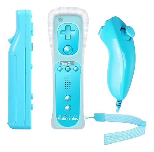 Control Wiimote Para Nintendo Wii + Nunchuck Azul Powerlead