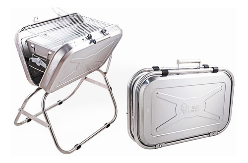 Churrasqueira Maleta Portatil Grande Aço Inox Camping Bbq 