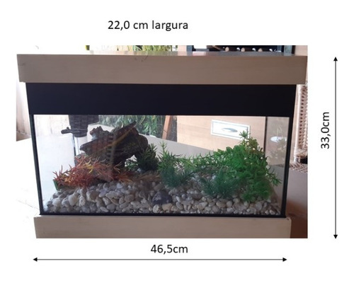 Aquario Peixes Retangular Plantas Decoração Completo Suporte