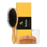 Premium Boar Bristle Hair Brush For Thick Hair Set. Hairbrus