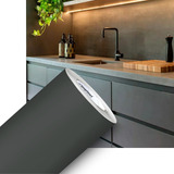 Adesivo Envelopamento Móveis Cozinha Cinza Grafite Fosco 3m