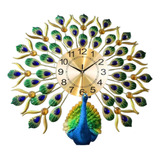 Reloj De Pared Diseño Pavo Real Decorativo Moderno De Metal