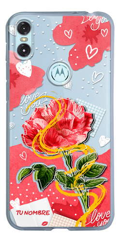 Funda Para Motorola Para Mujer Corazones Flor Con Tu Nombre