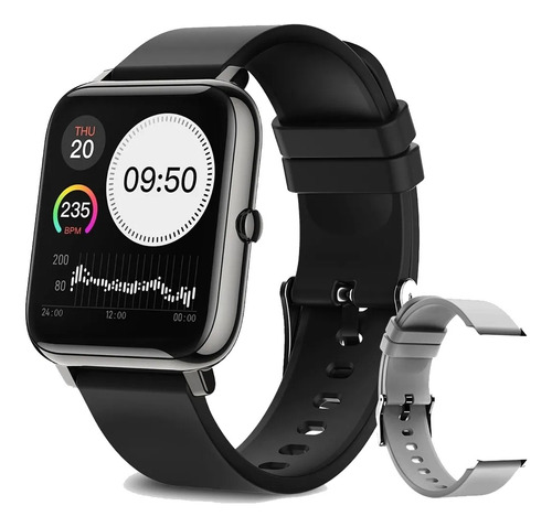 Watch Band Smartwatch Serie 6 Reloj Inteligente Para Huawei Color De La Caja Plateado Color De La Correa Negro Color Del Bisel Silver Diseño De La Correa Sport