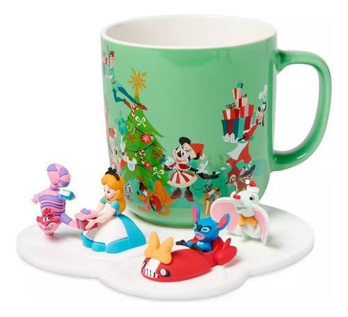 Juego De Taza Y Posavasos Navideños Clásicos De Disney