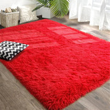 Alfombra Peludita Tipo Shaggy 200x300 Grande Rojo 