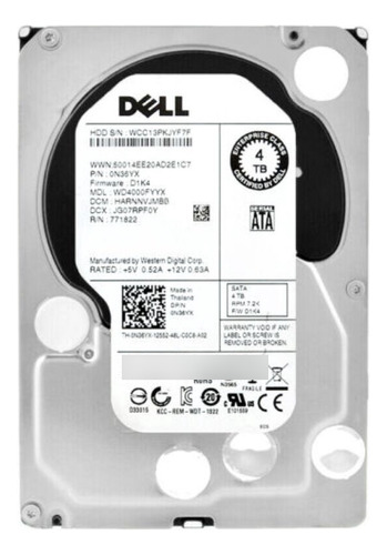 Hd Sata Dell 4tb 7.2k 3.5 0n36yx N36yx Wd4000fyyx-18rs1b0
