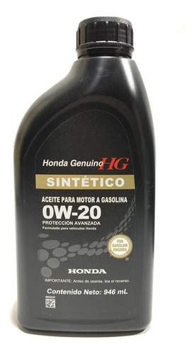 Aceite Para Motor Honda Sintético 0w-20,  4 Lts