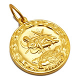 Medalla Signo Zodíaco - Acuario - Plaqué Oro 21k - 22mm