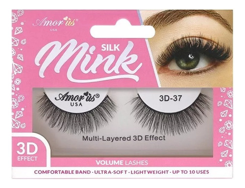 Pestañas Postizas Mink 3d Profesionales Naturales Amor Us Color 3d Silk Mink 37 Espesor 10 Mm Largo 10 Mm Tipo De Curvatura D